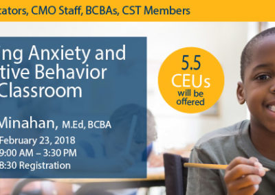 Workshop banner - Reducing Anxiety and Disruptive Behavior in the Classroom